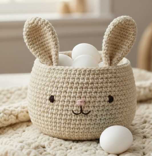 Cuddly Bunny Storage Basket crochet pattern-Easily Crochet